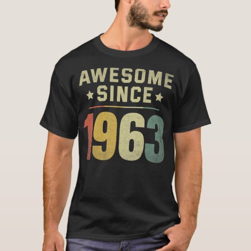 Awesome Since 1963 59th Birthday Retro Men Women  T_Shirt