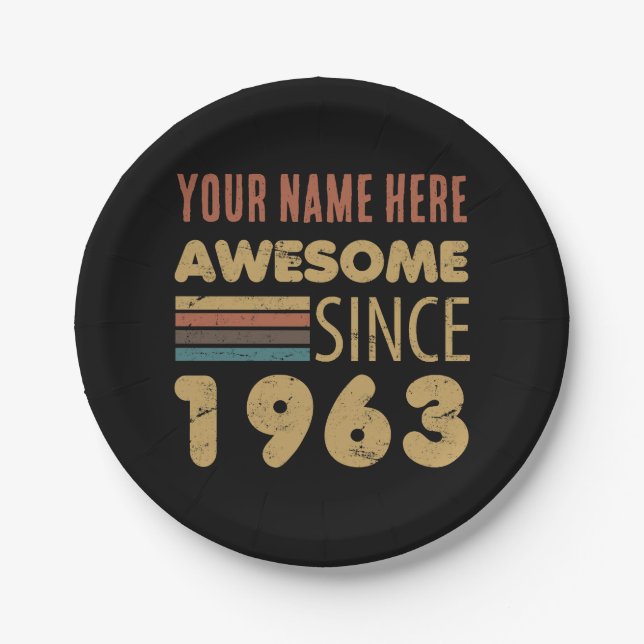 Awesome Since 1963 60th Birthday Paper Plates (Front)