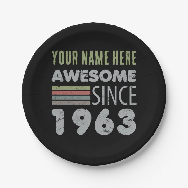 Awesome Since 1963 60th Birthday Paper Plates (Front)