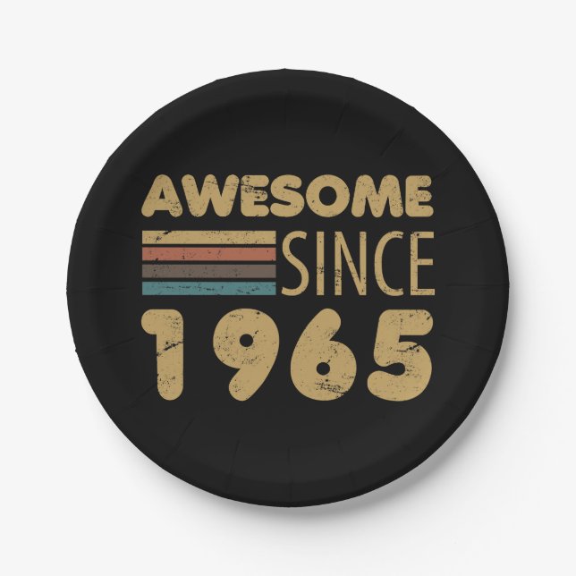 Awesome Since 1965 60th Birthday Paper Plates (Front)