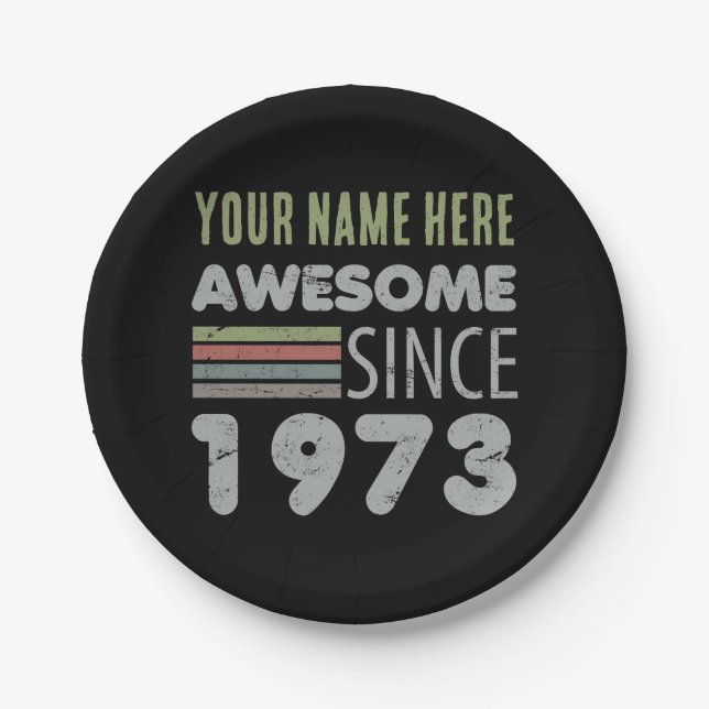 Awesome Since 1973 50th Birthday Paper Plates (Front)