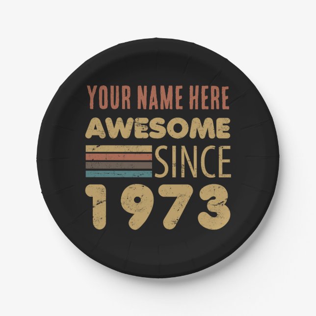 Awesome Since 1973 50th Birthday Paper Plates (Front)