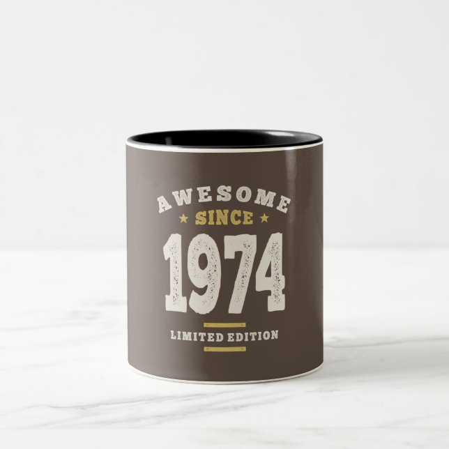 Awesome Since 1974 - 48th birthday Retro Classic Two-Tone Coffee Mug (Center)
