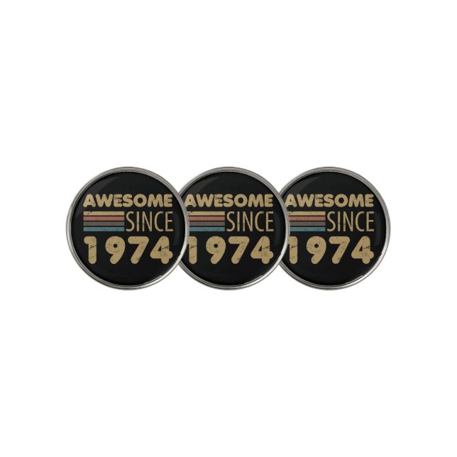 Awesome Since 1974 50th Birthday Golf Ball Marker (3 Up)