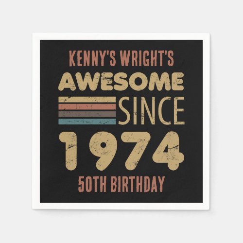 Awesome Since 1974 50th Birthday Napkins