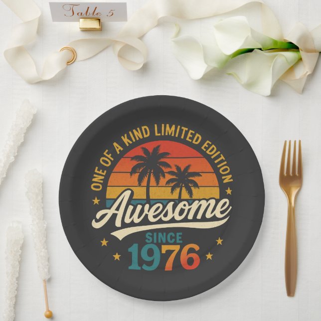 Awesome Since 1976 One Of A Kind Paper Plates (Wedding)