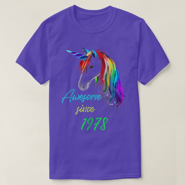 Awesome Since 1978 41st Magical Unicorn Birthday  T-Shirt (Design Front)