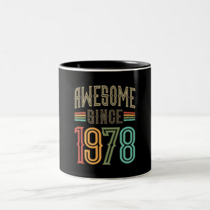 Awesome Since 1978 44th Birthday Funny Retro Two-Tone Coffee Mug