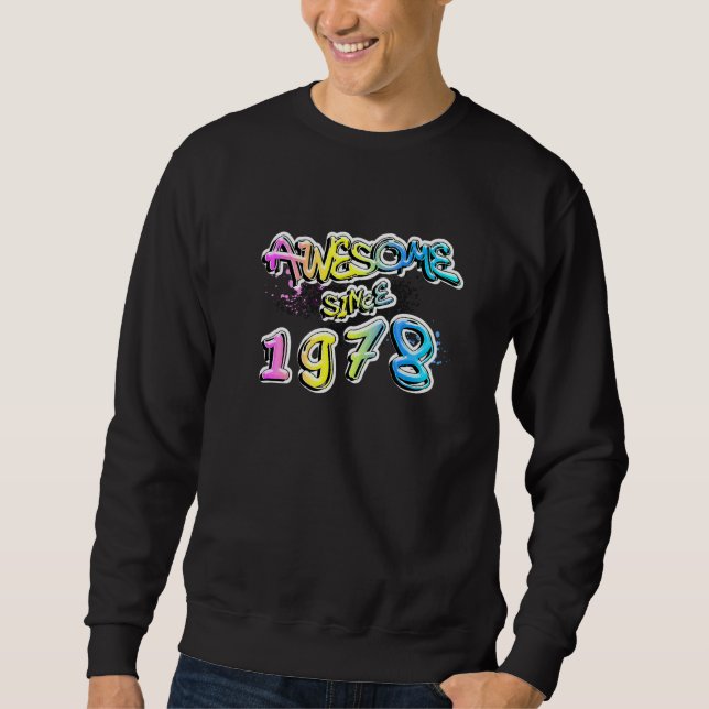 Awesome Since 1978 Graffiti Motif   Sweatshirt (Front)