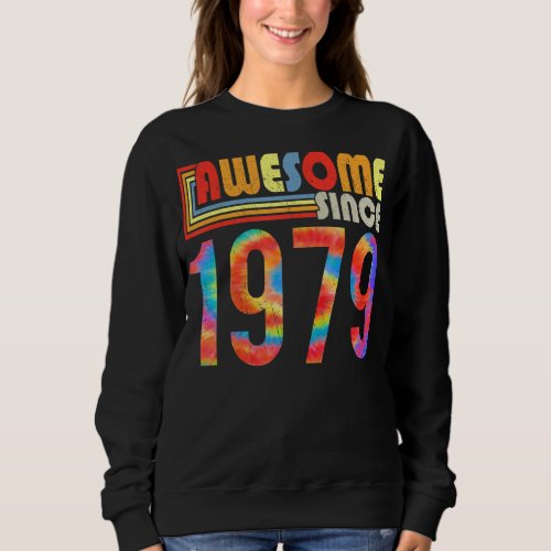 Awesome Since 1979 44th Birthday Retro Rainbow Tie Sweatshirt