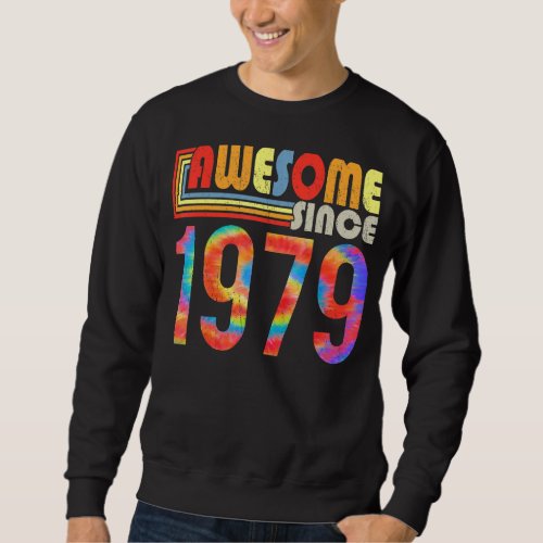 Awesome Since 1979 44th Birthday Retro Rainbow Tie Sweatshirt