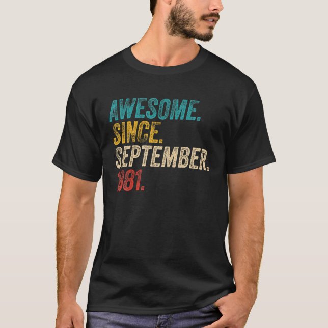 Awesome Since 1981 40Th Birthday Retro T-Shirt (Front)