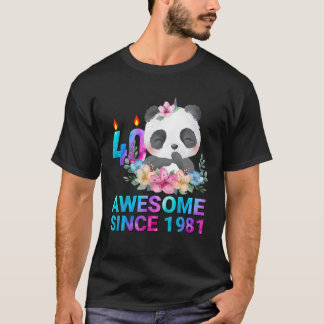 Awesome Since 1981 Cute Panda 40 Years Old 40Th Bi T-Shirt