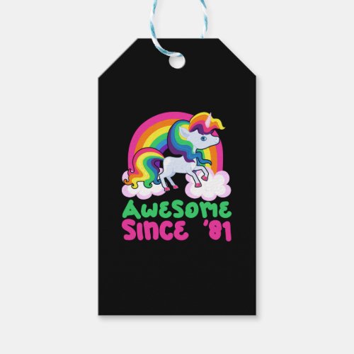 Awesome Since 1981 Unicorn Gift Tags