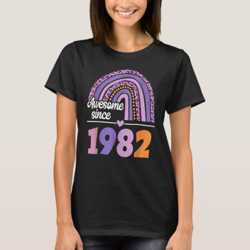 Awesome Since 1982 40 Year Old 40th Birthday Leopa T_Shirt