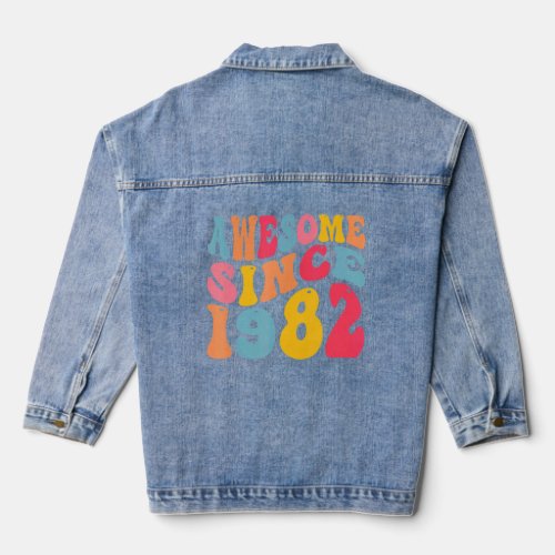 Awesome Since 1982 40 Years Old Retro Vintage 40th Denim Jacket
