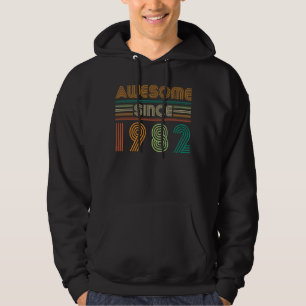 Awesome Since 1982 40th Birthday Men Women Retro Hoodie