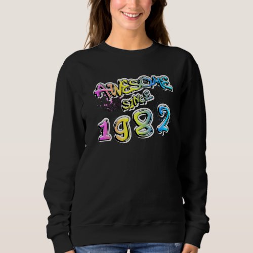 Awesome since 1982 graffiti motif sweatshirt