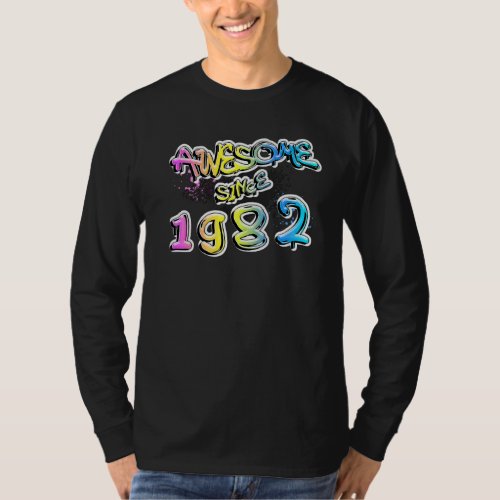 Awesome since 1982 graffiti motif T_Shirt