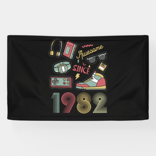 Awesome Since 1982 Vintage Retro 40th  Birthday Banner
