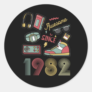 Awesome Since 1982 Vintage Retro 40th Birthday Classic Round Sticker
