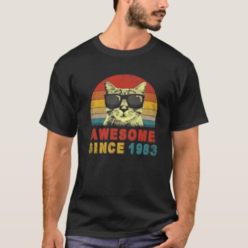 Awesome Since 1983 40Th Birthday Gifts Cat Lover T_Shirt