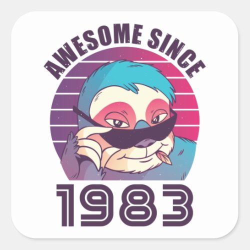 Awesome Since 1983 40th Birthday Sloth Gift Square Sticker