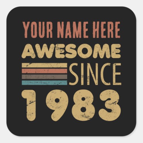 Awesome Since 1983 40th Birthday Square Sticker