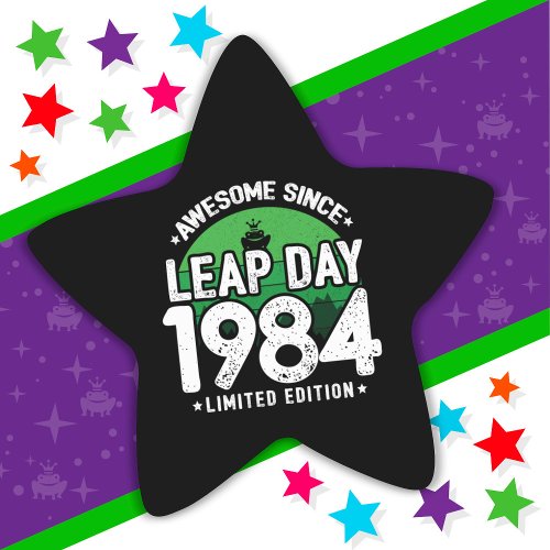 Awesome Since 1984 Leap Year Day Feb 29 Birthday Star Sticker
