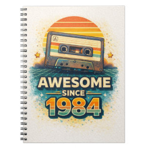 Awesome Since 1984 Retro Cassette Tape Vintage 80s Notebook