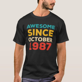 Awesome Since 1987 34Th Birthday Retro T-Shirt