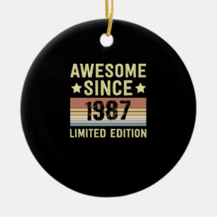 Awesome Since 1987 Birthday Ceramic Ornament