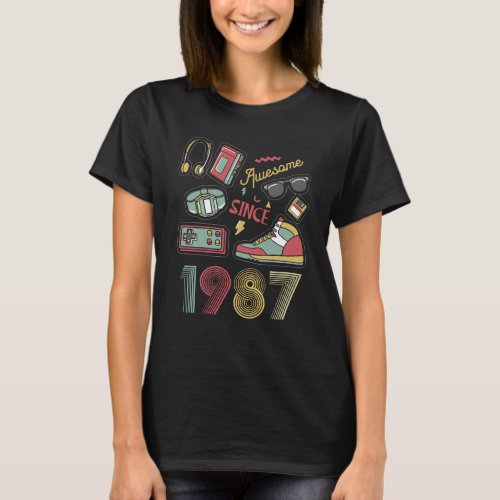 Awesome Since 1987 Vintage Retro 35th  Birthday T_Shirt