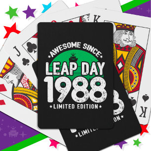 Awesome Since 1988 Leap Year Day Feb 29 Birthday Poker Cards