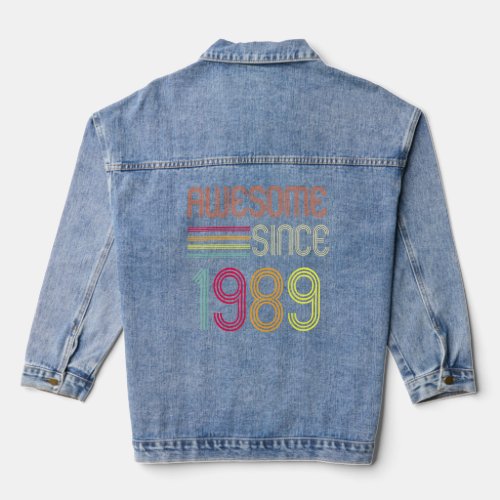 Awesome Since 1989 33rd Birthday Retro  Denim Jacket