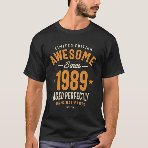 Awesome Since 1989 Birthday 34 Years Old T_Shirt