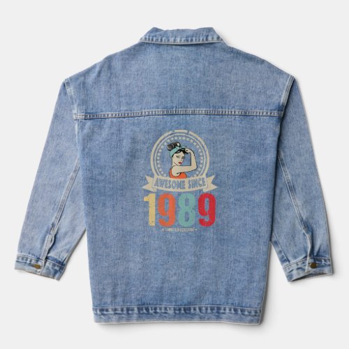 Awesome Since 1989 Vintage 33rd Birthday Party 33  Denim Jacket