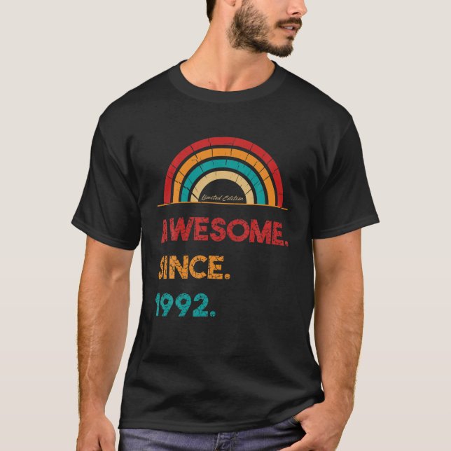 Awesome Since 1992 30Th Birthday Rainbow Gifts Bor T-Shirt (Front)