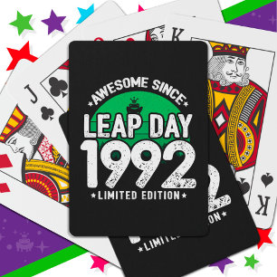 Awesome Since 1992 Leap Year Day Feb 29 Birthday Poker Cards
