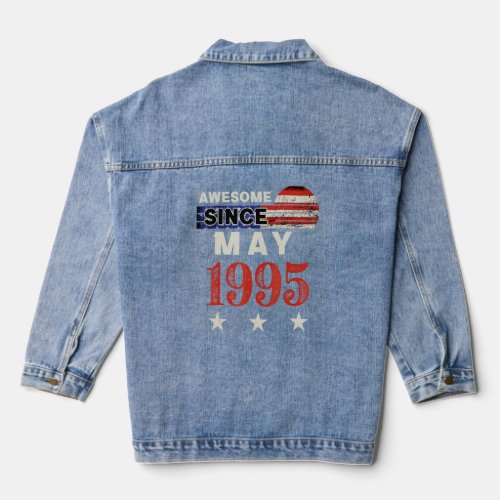 Awesome Since 1995 Vintage Usa Flag Classic May 19 Denim Jacket