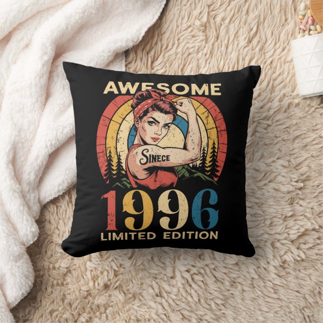 Awesome Since 1996 Retro 30th Women's Birthday Throw Pillow (Blanket)