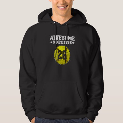 Awesome Since 1996 Softball 26th Birthday 26 Years Hoodie