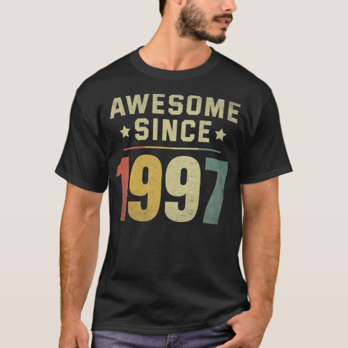 Awesome Since 1997 25th Birthday Retro Men Women  T_Shirt
