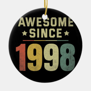 Awesome Since 1998 24th Birthday Retro Men Women Ceramic Ornament