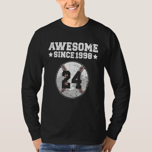 Awesome Since 1998 Baseball 24th Birthday 24 Years T_Shirt