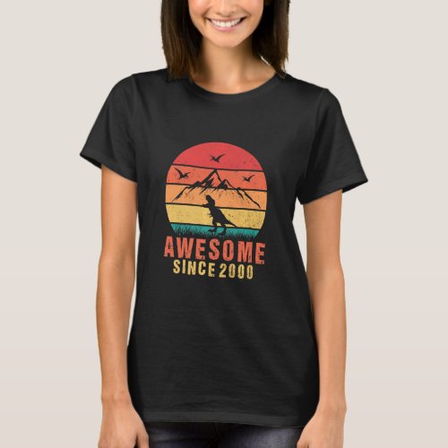 Awesome Since 2000 Retro 22nd Birthday Dinosaur 22 T_Shirt