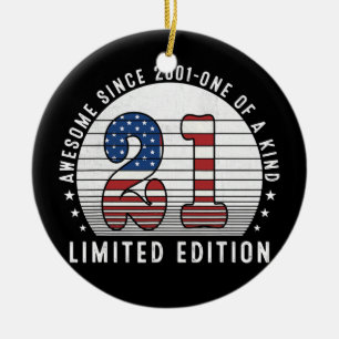 Awesome Since 2001 21 Years Old 21st Birthday Ceramic Ornament