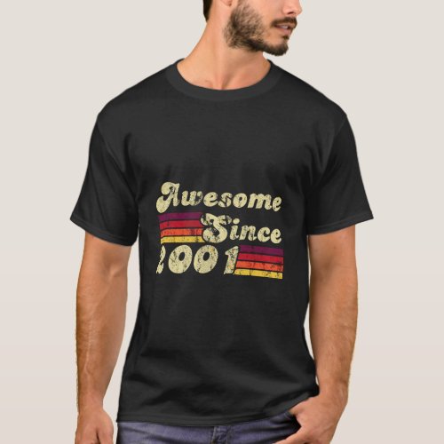 Awesome Since 2001 Birthday Retro Gift T_Shirt