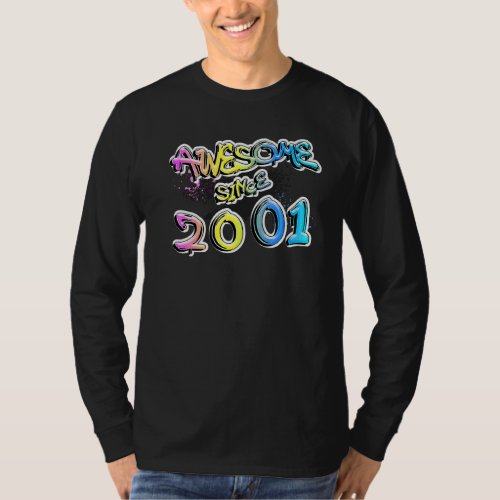 Awesome since 2001 graffiti motif   T_Shirt