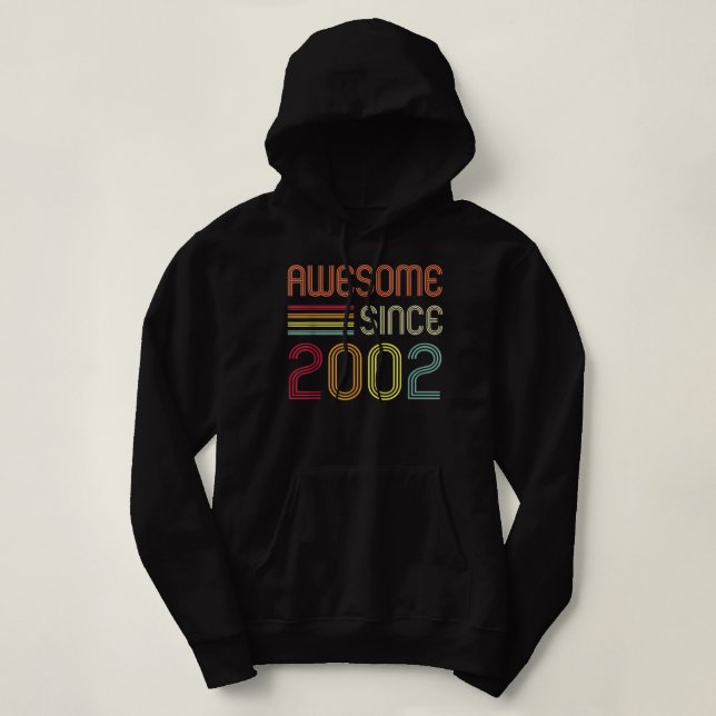 Awesome Since 2002 20th Birthday Retro Hoodie (Design Front)